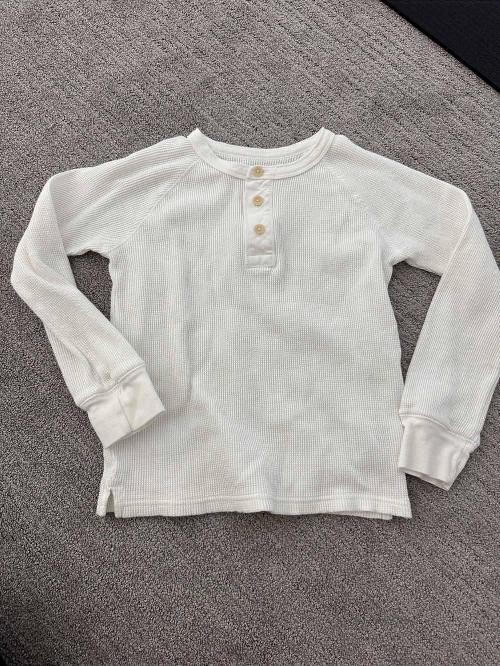 GAP Cream Waffle-Knit Long Sleeve Henley Tee